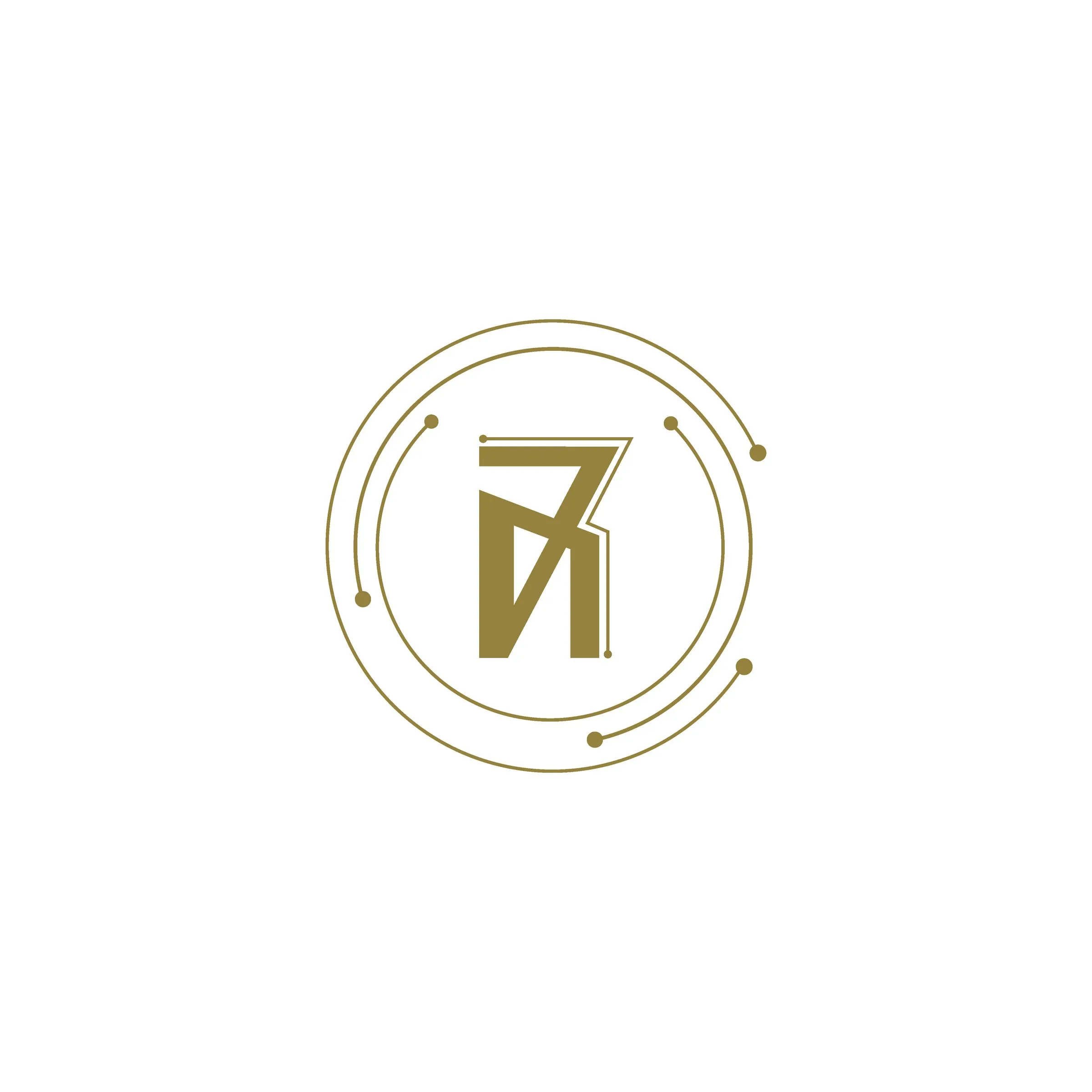 Circular monogram icon for Roma Capital in gold on a white background.