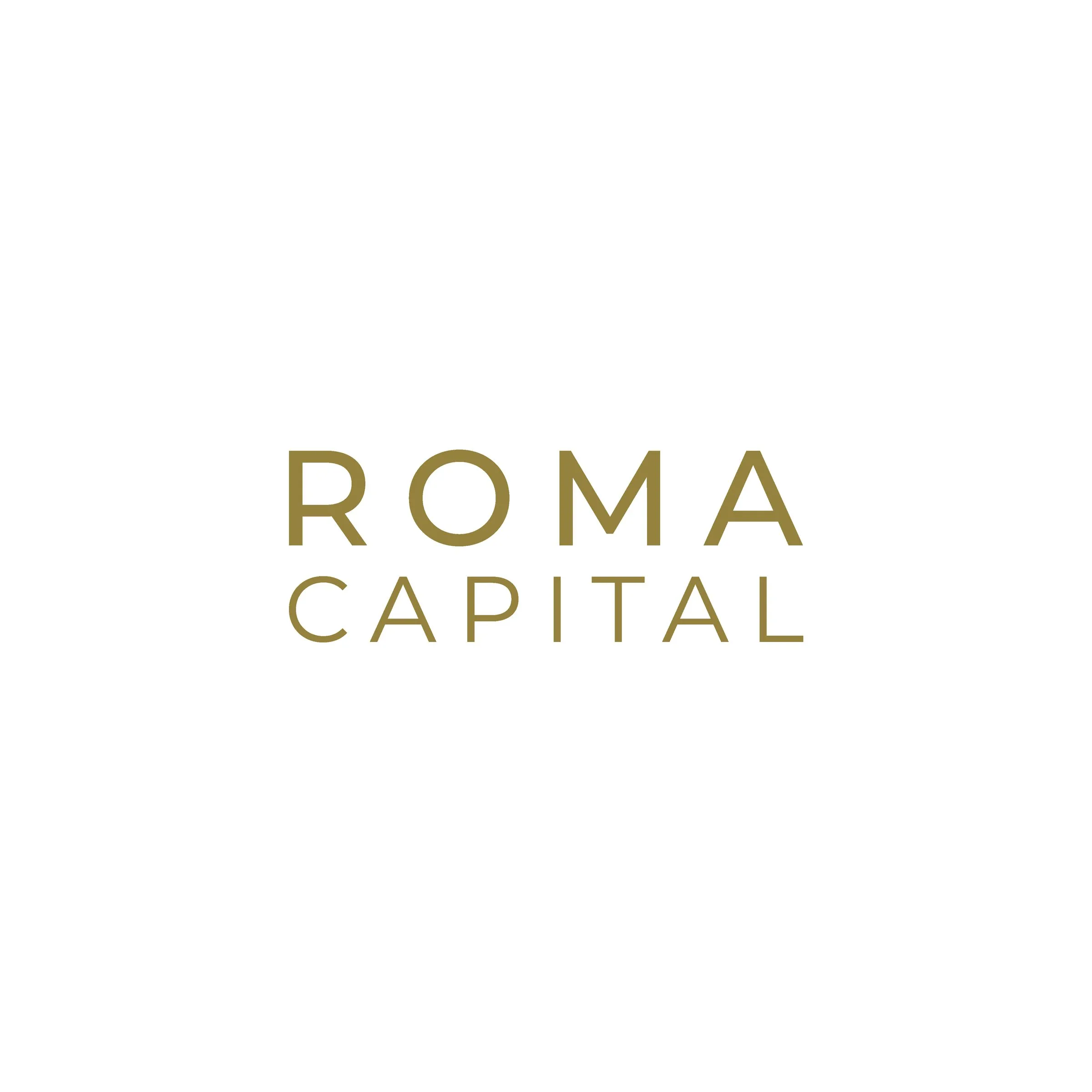 The 'Roma Capital' wordmark in gold type on a white background, without the icon.